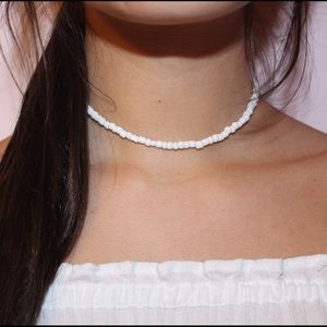 White Seed Bead VSCO Choker Necklace